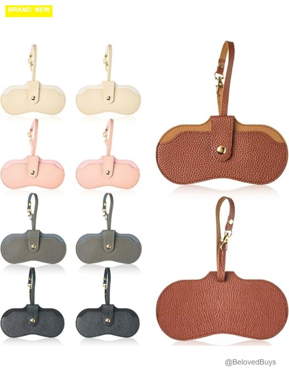 Soft PU Leather Sunglasses Case Portable Glasses Pouch with Strap